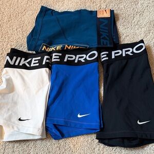 Nike Pro Shorts Trio in Black, Blue, and White
